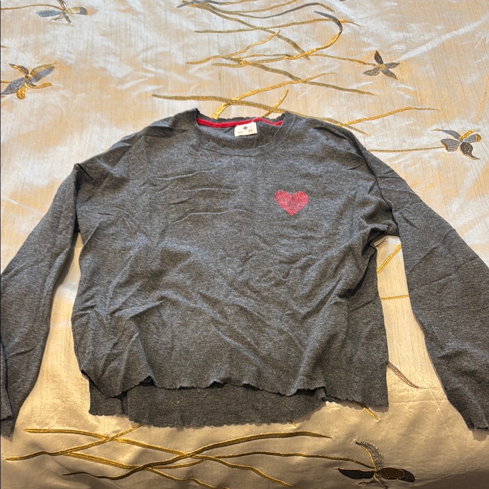 Gray Sweater with Red Heart